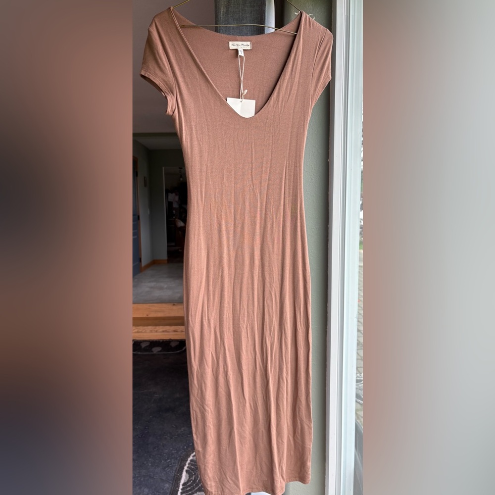 See You Monday Tan Midi Dress